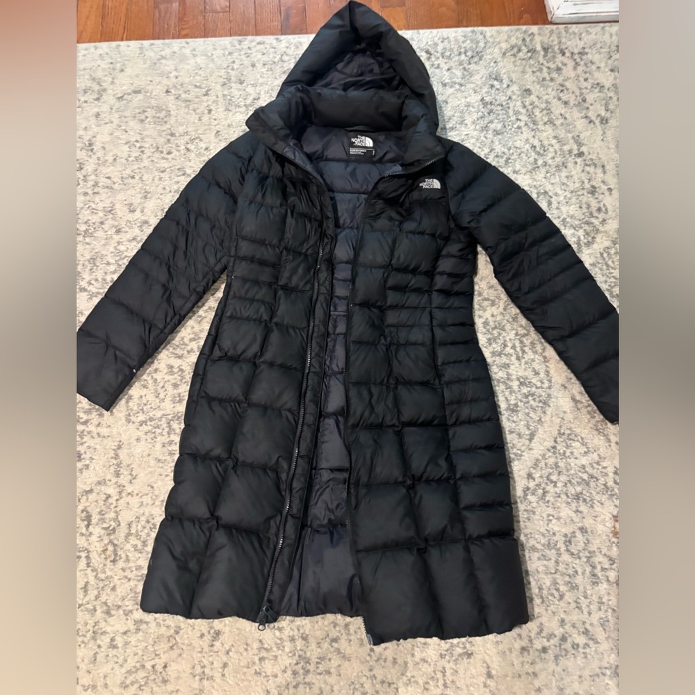 The North Face Women's Black Long Puffer Coat with Hood